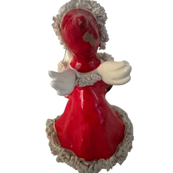 3" Christmas Angel holding a Tree Spaghetti Trim Enesco Japan - Picture 2 of 3